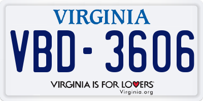 VA license plate VBD3606
