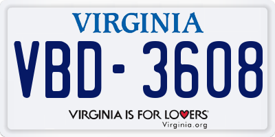 VA license plate VBD3608