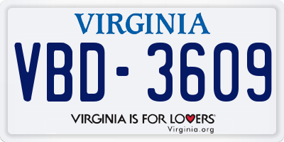 VA license plate VBD3609