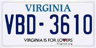 VA license plate VBD3610