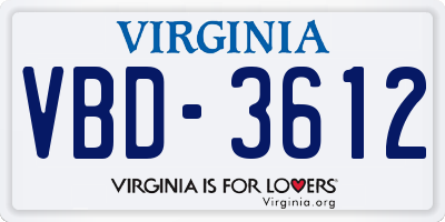 VA license plate VBD3612
