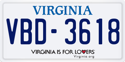 VA license plate VBD3618