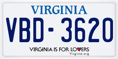 VA license plate VBD3620