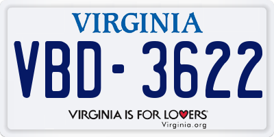 VA license plate VBD3622