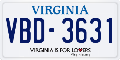 VA license plate VBD3631