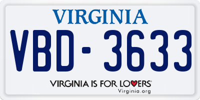 VA license plate VBD3633