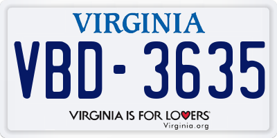 VA license plate VBD3635