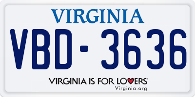 VA license plate VBD3636