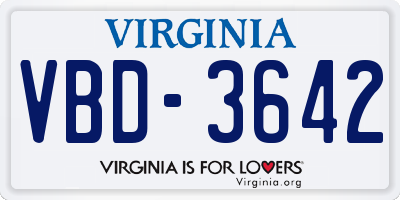 VA license plate VBD3642