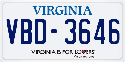 VA license plate VBD3646