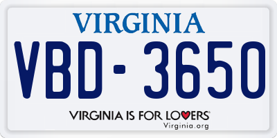 VA license plate VBD3650
