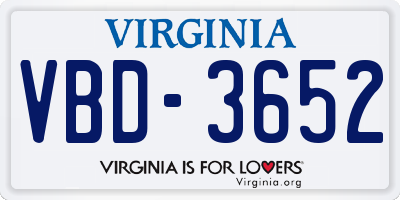 VA license plate VBD3652