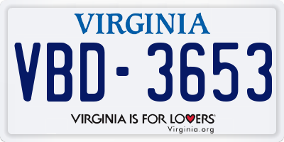 VA license plate VBD3653