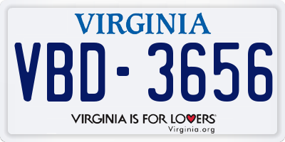 VA license plate VBD3656