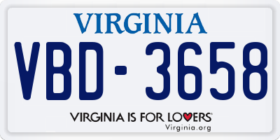 VA license plate VBD3658