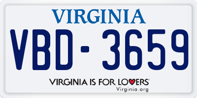 VA license plate VBD3659
