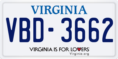VA license plate VBD3662