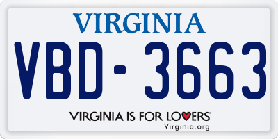 VA license plate VBD3663