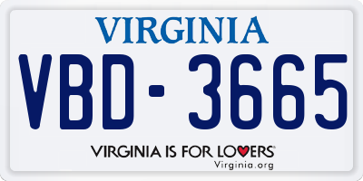 VA license plate VBD3665