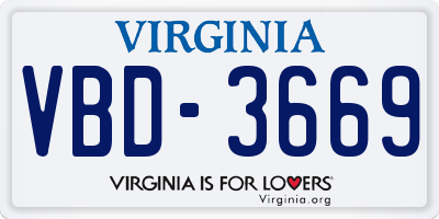 VA license plate VBD3669