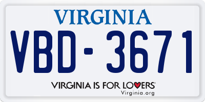 VA license plate VBD3671