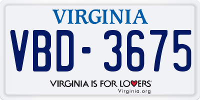 VA license plate VBD3675