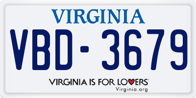 VA license plate VBD3679