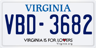 VA license plate VBD3682