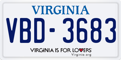 VA license plate VBD3683