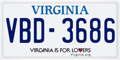 VA license plate VBD3686