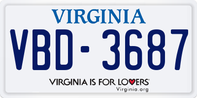 VA license plate VBD3687