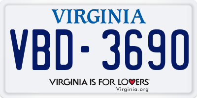 VA license plate VBD3690