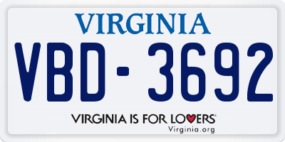 VA license plate VBD3692