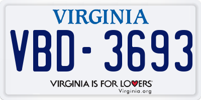 VA license plate VBD3693
