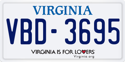 VA license plate VBD3695