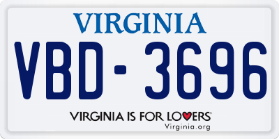 VA license plate VBD3696