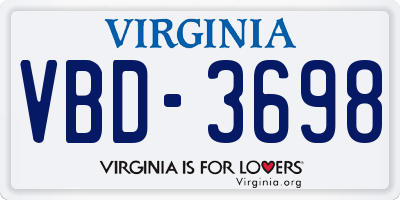 VA license plate VBD3698