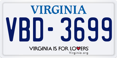 VA license plate VBD3699