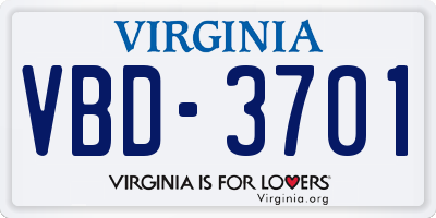 VA license plate VBD3701