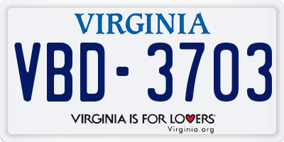 VA license plate VBD3703