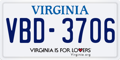 VA license plate VBD3706