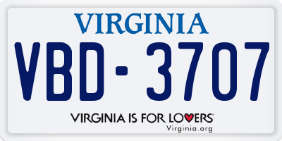 VA license plate VBD3707
