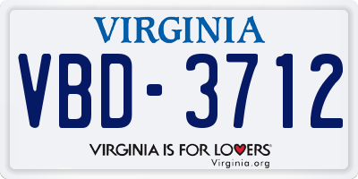 VA license plate VBD3712