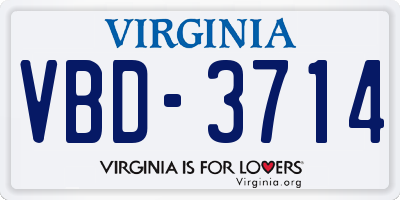 VA license plate VBD3714