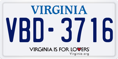 VA license plate VBD3716