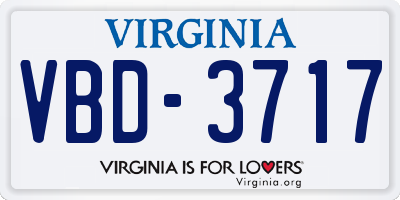 VA license plate VBD3717