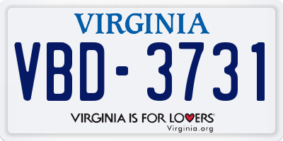 VA license plate VBD3731