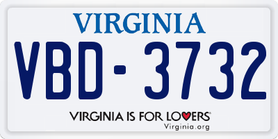 VA license plate VBD3732