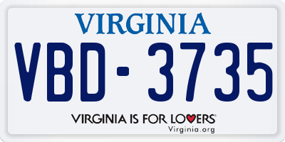 VA license plate VBD3735