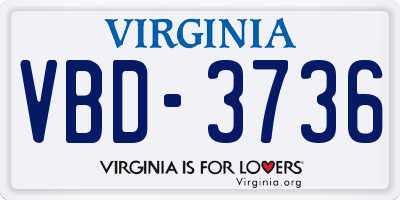 VA license plate VBD3736